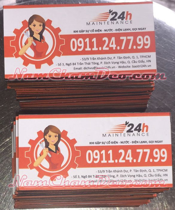 Logo nam châm dẻo in decal dán tủ lạnh Maintenance 24H